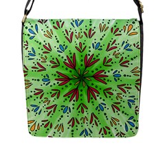 Flower Mandala Art Drawing Spring Background Flap Closure Messenger Bag (l) by Bangk1t