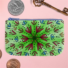 Flower Mandala Art Drawing Spring Background Large Coin Purse by Bangk1t