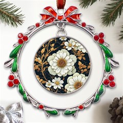 Fantasy People Mysticism Composing Fairytale Art Metal X mas Wreath Ribbon Ornament by Bangk1t