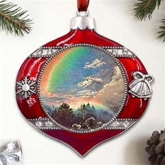 Abstract Art Psychedelic Arts Experimental Metal Snowflake And Bell Red Ornament by Bangk1t