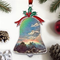 Abstract Art Psychedelic Arts Experimental Metal Holly Leaf Bell Ornament by Bangk1t