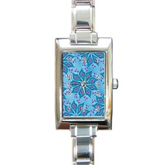 Flower Template Mandala Nature Blue Sketch Drawing Rectangle Italian Charm Watch by Bangk1t