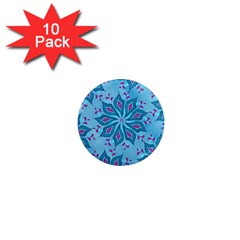 Flower Template Mandala Nature Blue Sketch Drawing 1  Mini Magnet (10 Pack)  by Bangk1t