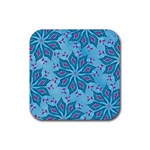 Flower Template Mandala Nature Blue Sketch Drawing Rubber Coaster (Square) Front