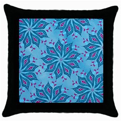 Flower Template Mandala Nature Blue Sketch Drawing Throw Pillow Case (black) by Bangk1t