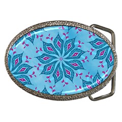 Flower Template Mandala Nature Blue Sketch Drawing Belt Buckles by Bangk1t