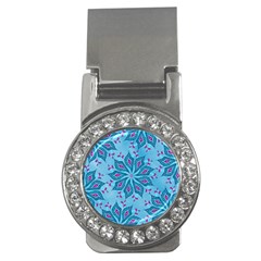 Flower Template Mandala Nature Blue Sketch Drawing Money Clips (cz)  by Bangk1t