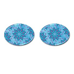 Flower Template Mandala Nature Blue Sketch Drawing Cufflinks (oval) by Bangk1t