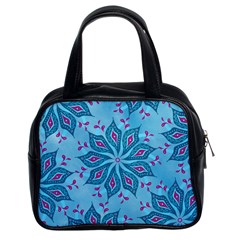 Flower Template Mandala Nature Blue Sketch Drawing Classic Handbag (two Sides) by Bangk1t