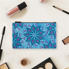 Flower Template Mandala Nature Blue Sketch Drawing Cosmetic Bag (small) by Bangk1t