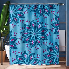 Flower Template Mandala Nature Blue Sketch Drawing Shower Curtain 60  X 72  (medium)  by Bangk1t