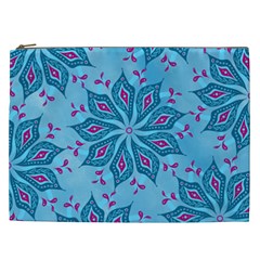 Flower Template Mandala Nature Blue Sketch Drawing Cosmetic Bag (xxl) by Bangk1t