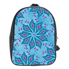 Flower Template Mandala Nature Blue Sketch Drawing School Bag (xl) by Bangk1t