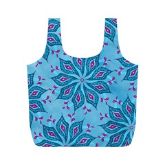 Flower Template Mandala Nature Blue Sketch Drawing Full Print Recycle Bag (m) by Bangk1t