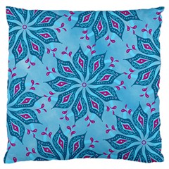 Flower Template Mandala Nature Blue Sketch Drawing Standard Premium Plush Fleece Cushion Case (one Side) by Bangk1t