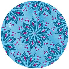 Flower Template Mandala Nature Blue Sketch Drawing Wooden Puzzle Round by Bangk1t