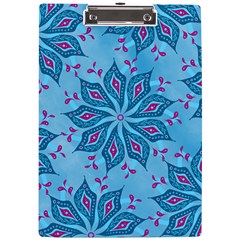 Flower Template Mandala Nature Blue Sketch Drawing A4 Acrylic Clipboard by Bangk1t