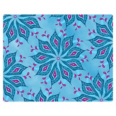 Flower Template Mandala Nature Blue Sketch Drawing Premium Plush Fleece Blanket (medium) by Bangk1t