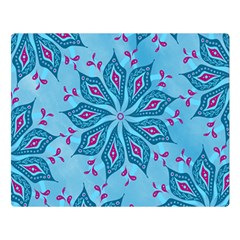 Flower Template Mandala Nature Blue Sketch Drawing Premium Plush Fleece Blanket (large) by Bangk1t