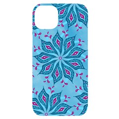 Flower Template Mandala Nature Blue Sketch Drawing Iphone 14 Plus Black Uv Print Case by Bangk1t