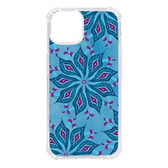 Flower Template Mandala Nature Blue Sketch Drawing Iphone 14 Tpu Uv Print Case