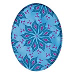 Flower Template Mandala Nature Blue Sketch Drawing Oval Glass Fridge Magnet (4 pack) Front