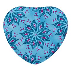 Flower Template Mandala Nature Blue Sketch Drawing Heart Glass Fridge Magnet (4 Pack) by Bangk1t