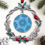 Flower Template Mandala Nature Blue Sketch Drawing Metal X mas Wreath Holly leaf Ornament Front