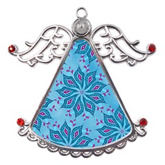 Flower Template Mandala Nature Blue Sketch Drawing Metal Angel With Crystal Ornament