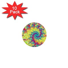 Fractal Spiral Abstract Background Vortex Yellow 1  Mini Buttons (10 Pack)  by Bangk1t