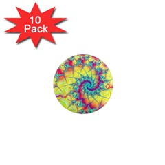 Fractal Spiral Abstract Background Vortex Yellow 1  Mini Magnet (10 Pack)  by Bangk1t