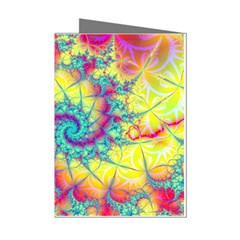 Fractal Spiral Abstract Background Vortex Yellow Mini Greeting Cards (pkg Of 8) by Bangk1t