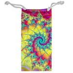 Fractal Spiral Abstract Background Vortex Yellow Jewelry Bag Back