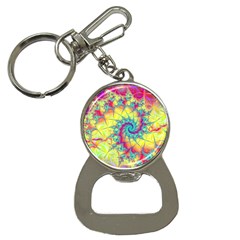 Fractal Spiral Abstract Background Vortex Yellow Bottle Opener Key Chain