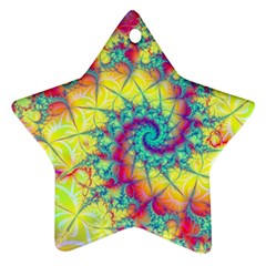 Fractal Spiral Abstract Background Vortex Yellow Star Ornament (two Sides)