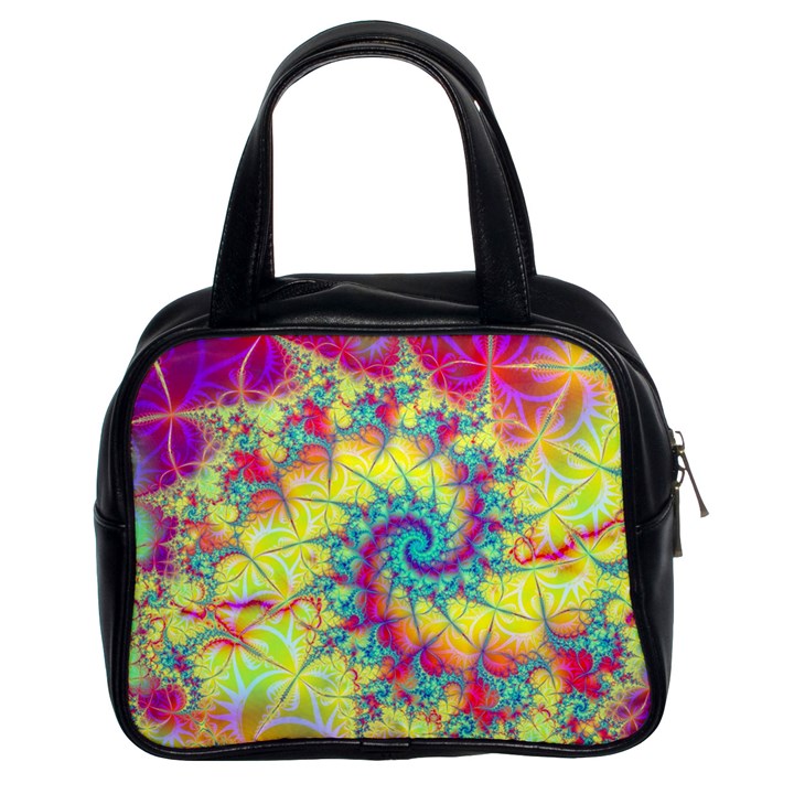 Fractal Spiral Abstract Background Vortex Yellow Classic Handbag (Two Sides)