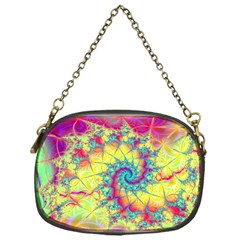 Fractal Spiral Abstract Background Vortex Yellow Chain Purse (one Side)