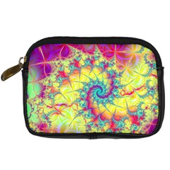 Fractal Spiral Abstract Background Vortex Yellow Digital Camera Leather Case