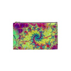 Fractal Spiral Abstract Background Vortex Yellow Cosmetic Bag (small)