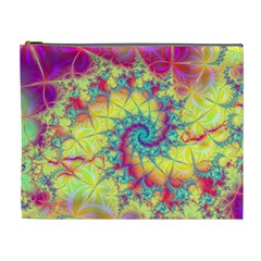 Fractal Spiral Abstract Background Vortex Yellow Cosmetic Bag (xl)