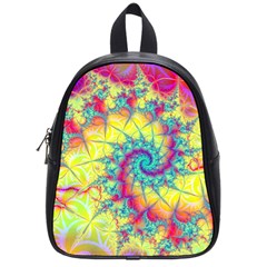 Fractal Spiral Abstract Background Vortex Yellow School Bag (small)