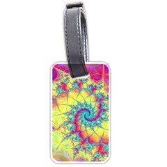 Fractal Spiral Abstract Background Vortex Yellow Luggage Tag (one Side)