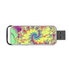 Fractal Spiral Abstract Background Vortex Yellow Portable Usb Flash (two Sides) by Bangk1t