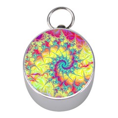 Fractal Spiral Abstract Background Vortex Yellow Mini Silver Compasses by Bangk1t