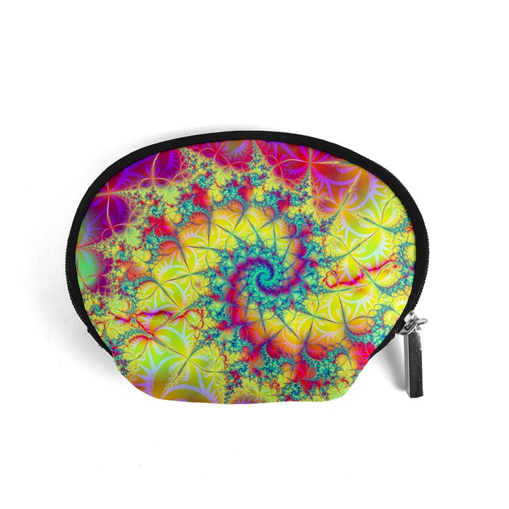 Fractal Spiral Abstract Background Vortex Yellow Accessory Pouch (Small)