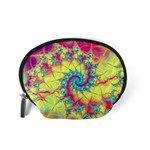 Fractal Spiral Abstract Background Vortex Yellow Accessory Pouch (Small) Back