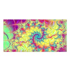 Fractal Spiral Abstract Background Vortex Yellow Satin Shawl 45  X 80  by Bangk1t