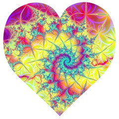 Fractal Spiral Abstract Background Vortex Yellow Wooden Puzzle Heart by Bangk1t