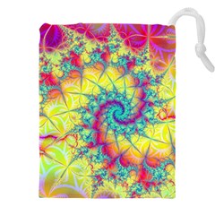 Fractal Spiral Abstract Background Vortex Yellow Drawstring Pouch (4xl) by Bangk1t