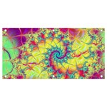 Fractal Spiral Abstract Background Vortex Yellow Banner and Sign 4  x 2  Front